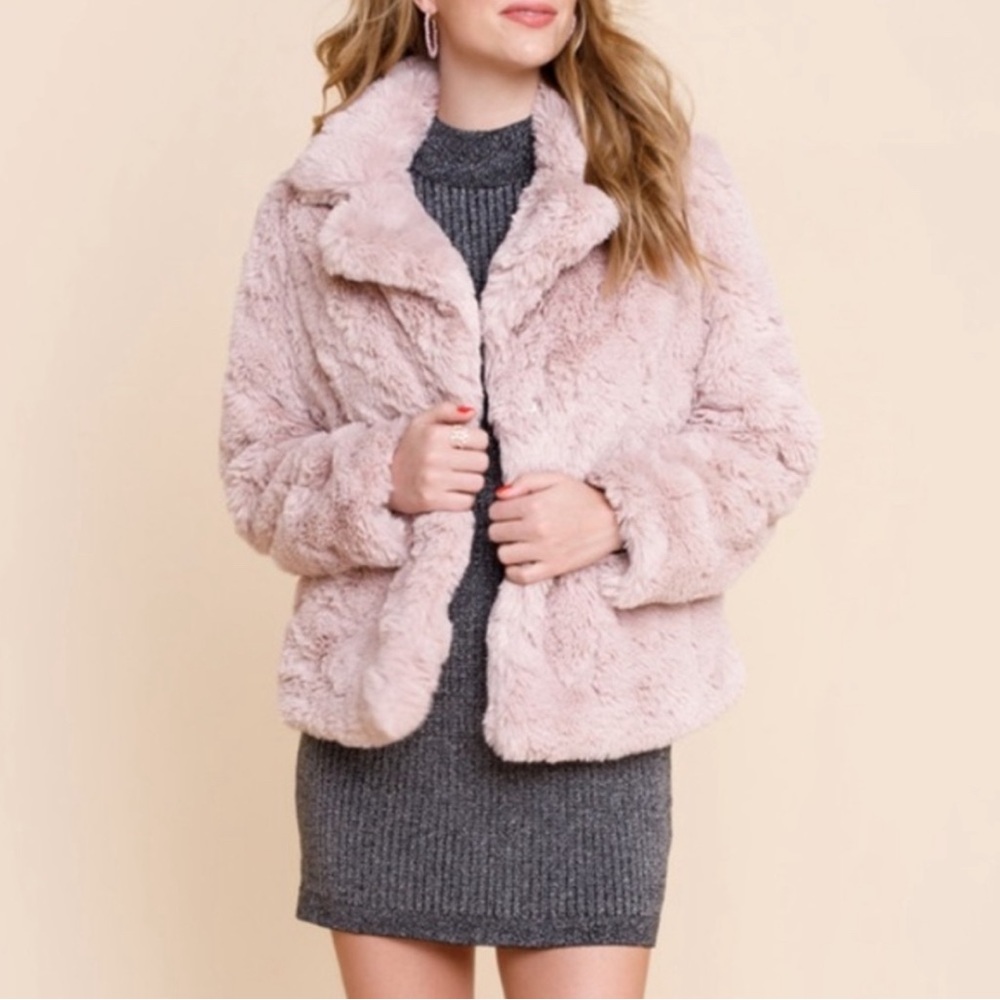 Jou Jou Pink Faux Fur coat-NWOT